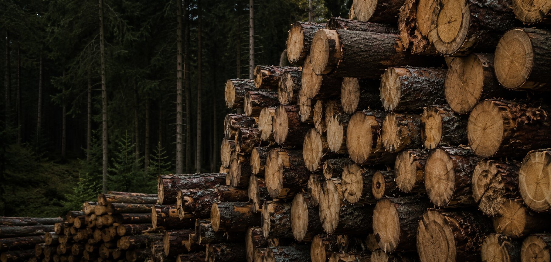 Stacked Scandinavian timber